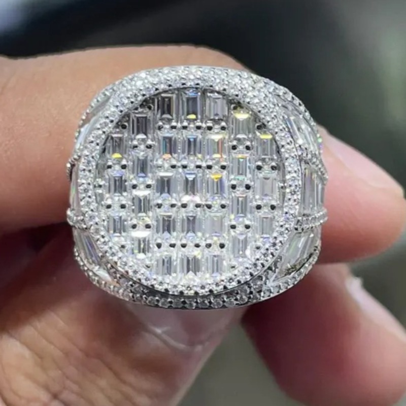 Luxury Full Pave Shiny Zirconia Wide Ring, Elegant